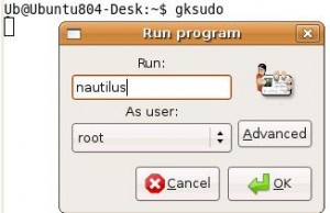 Run Ubuntu Nautilus as Root Type nautilus into the Run box