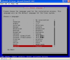 Select Operating System Language