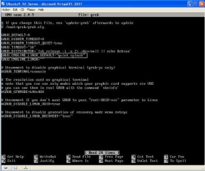 Find line "GRUB_CMDLINE_LINUX_DEFAULT='quiet splash'"