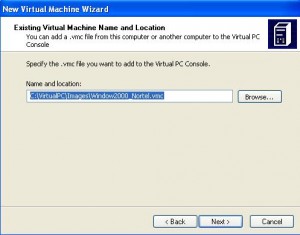 Select Exiting VirtualPC File