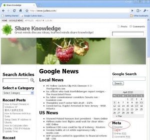 Click on Register link in Meta area