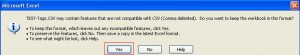 Confirm CSV format at save