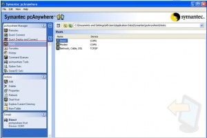 Go to PCAnyWhere Host Area