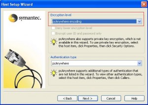 Select pcAnywhere Encoding