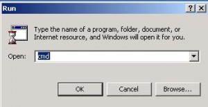 Type CMD in Windows Run box to open Command Prompt Window