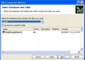 Select Database and Table to Import