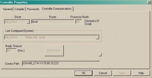 Verify Saved communication path in Controller Property