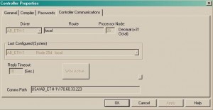 Verify Saved communication path in Controller Property