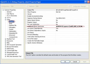 VS2010 Project Property Linker Additional Library Directories