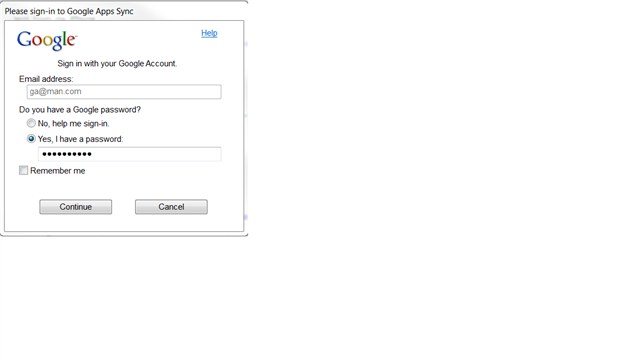 Login Google Apps Sync