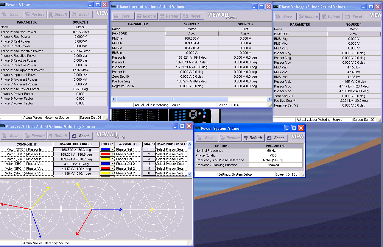 005 - M60 Phasor and Power Factor - Open Delta - Open Delta and ABC Rotation