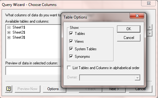 005 - Select Sheet and columns to import